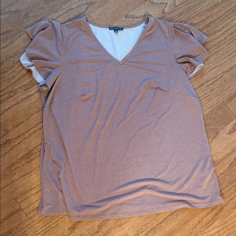 Adrianna Papell polyester top size 1x - brown and cream colored